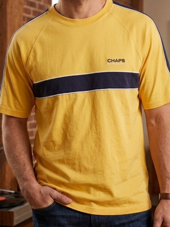 Ralph Lauren Other - [[CHAPS RL]] Yellow Short-Sleeve Tee with Navy Chest Stripe